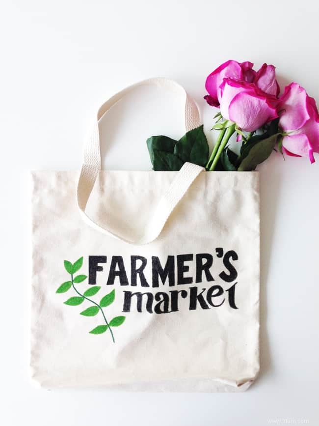 Sac fourre-tout bricolage Farmers Market (+ téléchargement gratuit du modèle de pochoir) 