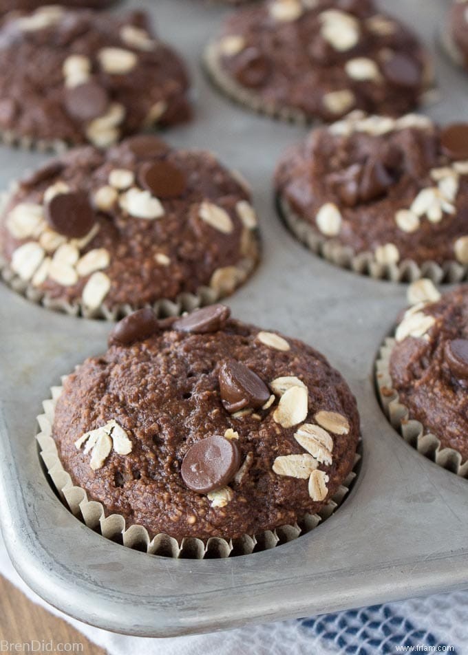 Muffins sains au chocolat et à l avoine :sans farine, sans sucre, sans huile 