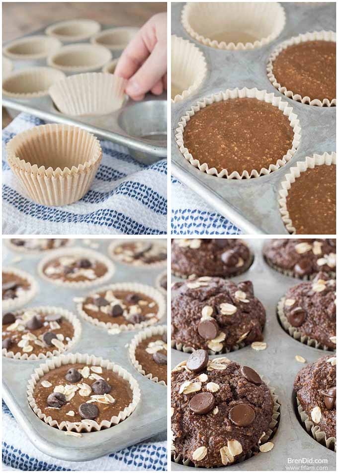 Muffins sains au chocolat et à l avoine :sans farine, sans sucre, sans huile 