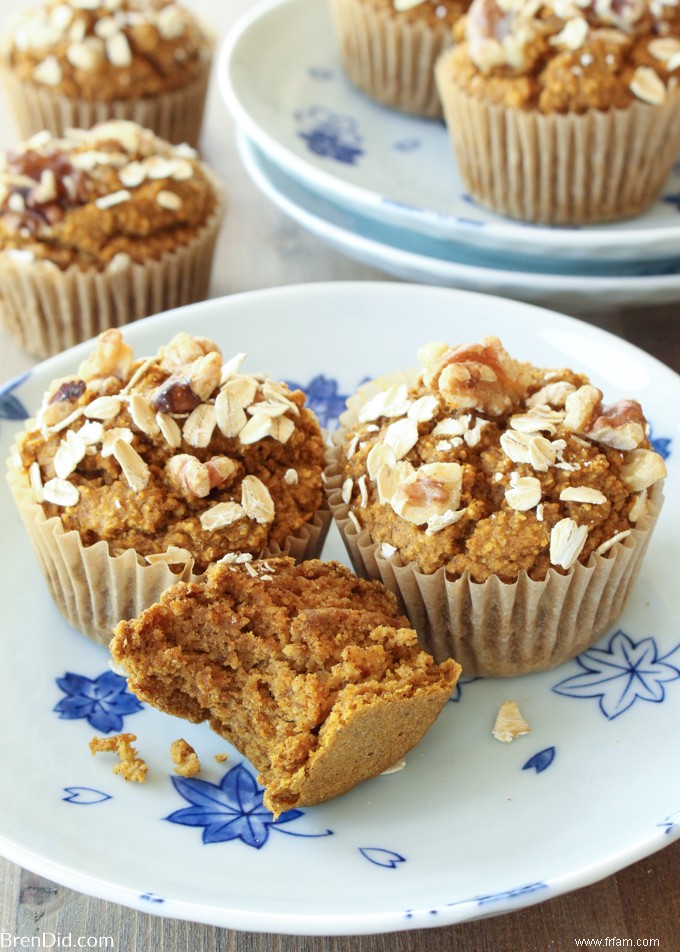 Recette de muffins sains à la citrouille sans farine, sans sucre, sans huile et sans produits laitiers 