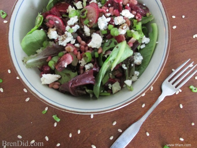 Salade d orge, de betteraves et de gorgonzola avec vinaigrette balsamique 