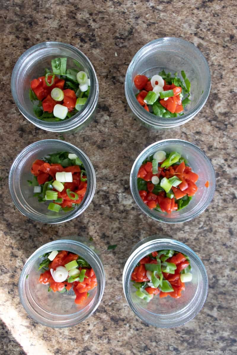 Bouchées sous vide aux poivrons rouges rôtis et au blanc d œuf 