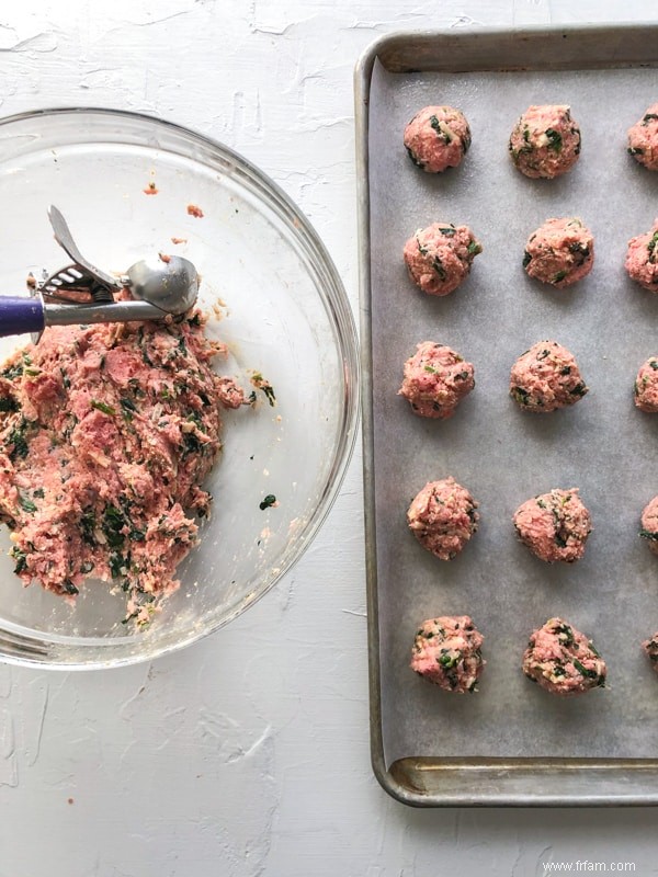 Boulettes de viande aux épinards et à la dinde 