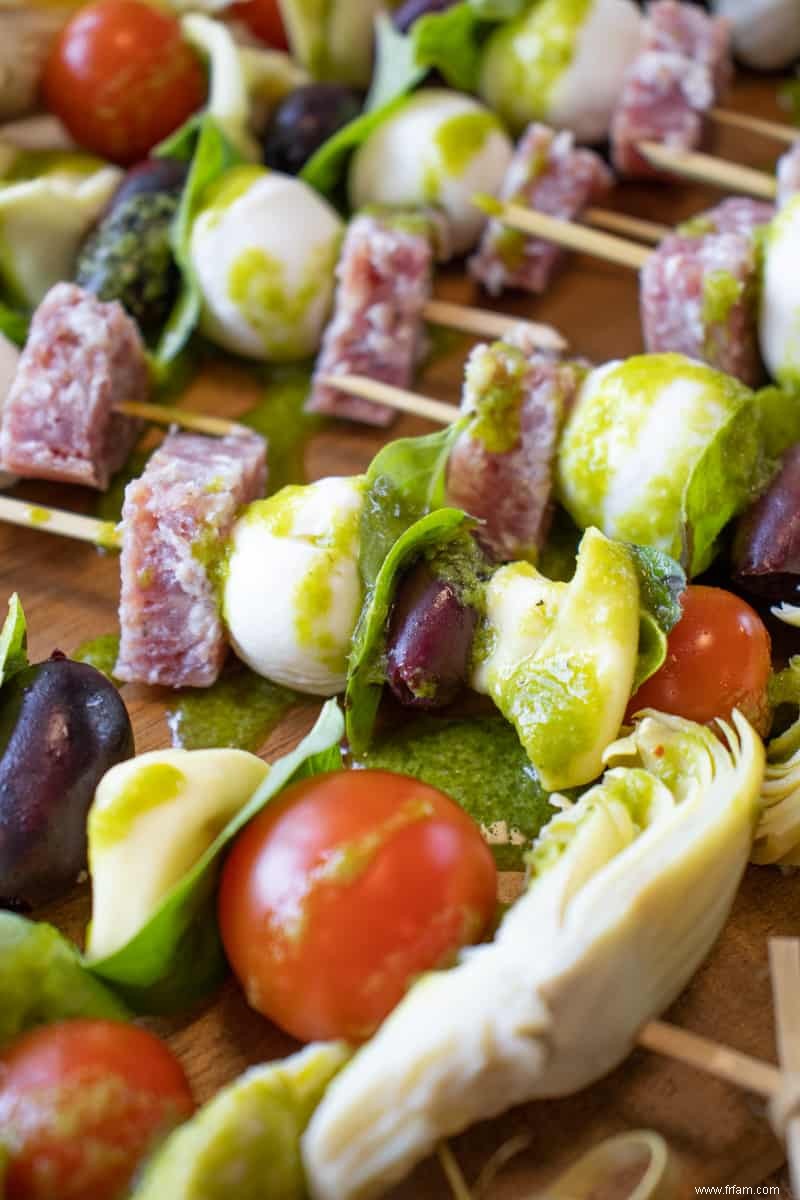 Brochettes d antipasti faciles 