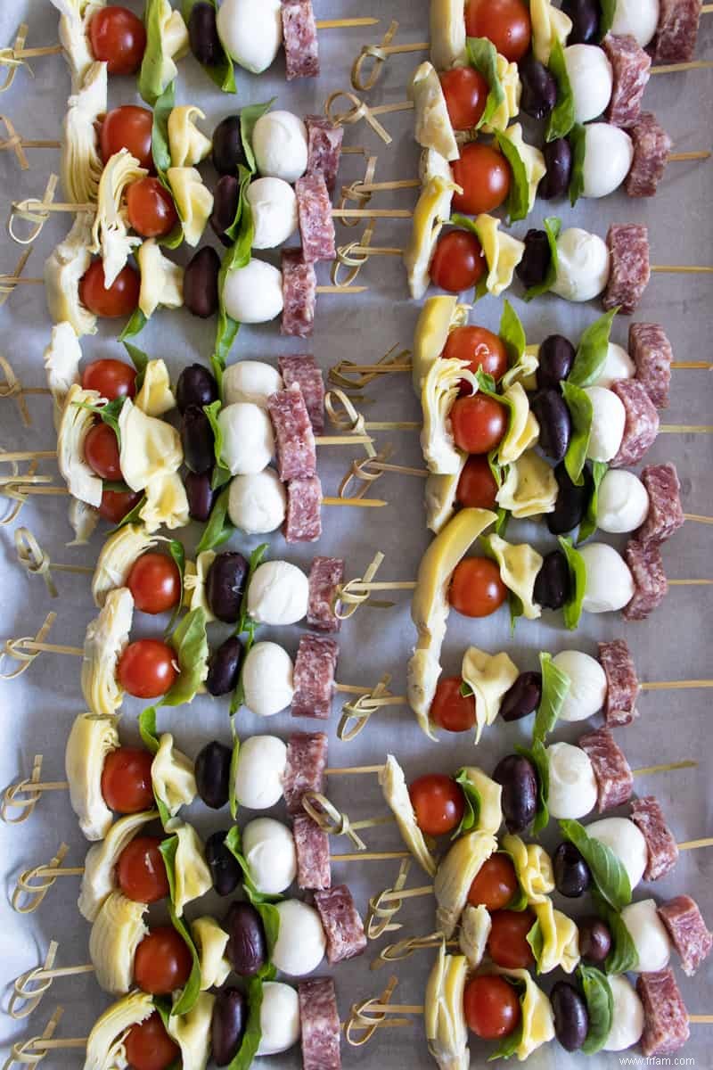 Brochettes d antipasti faciles 