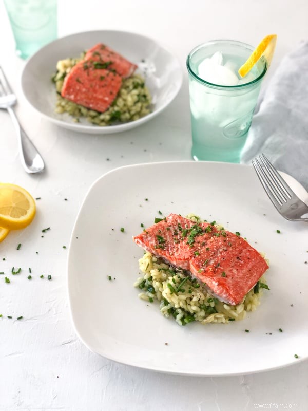 Saumon au four et risotto aux asperges 