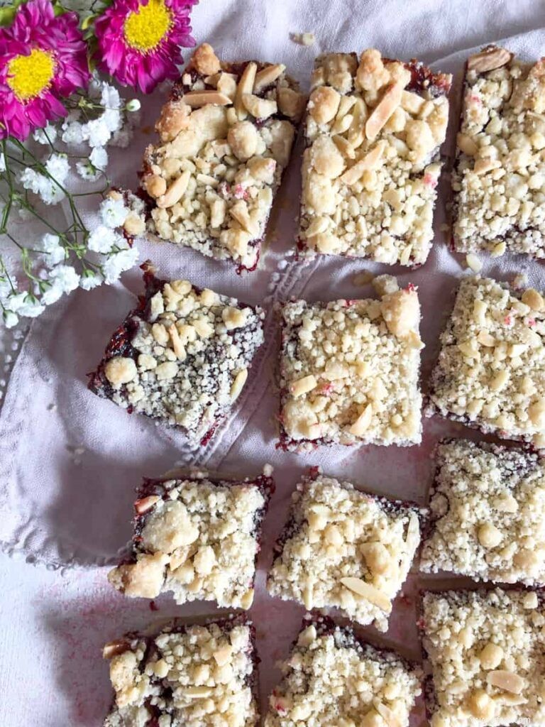 Barres de crumble aux framboises 