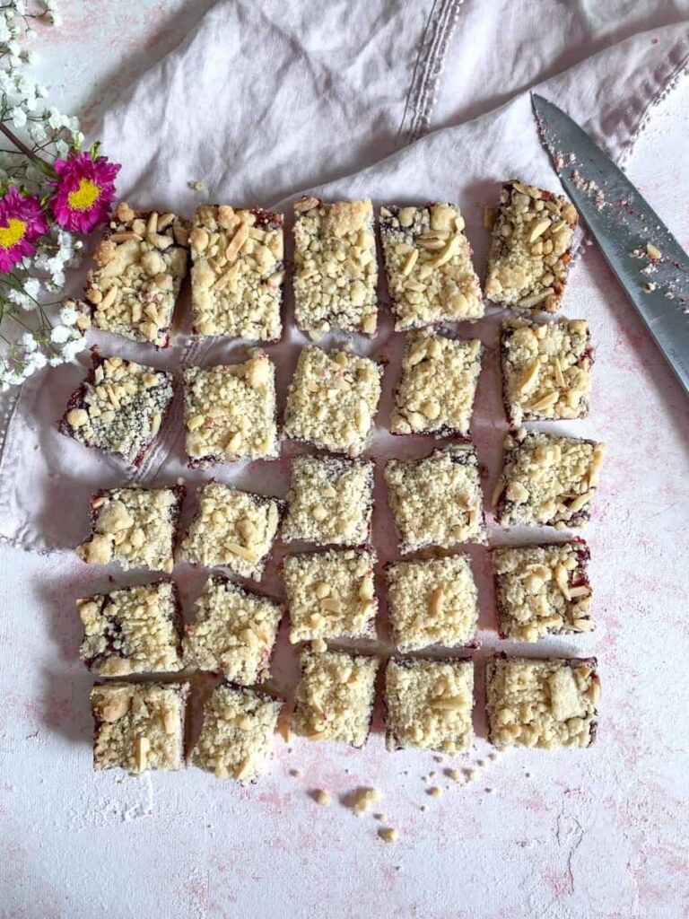 Barres de crumble aux framboises 