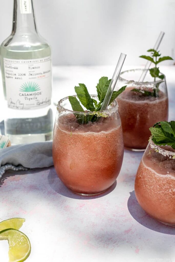 Margarita glacée à la pastèque et à la menthe 