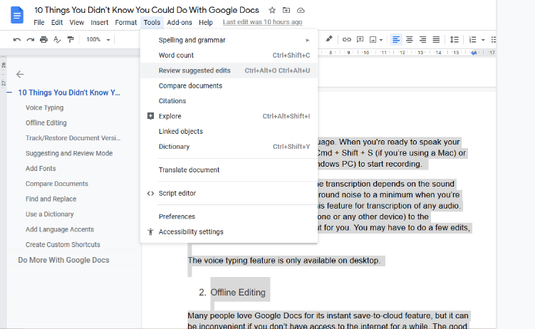 10 choses que vous ne saviez pas que Google Docs pouvait faire 