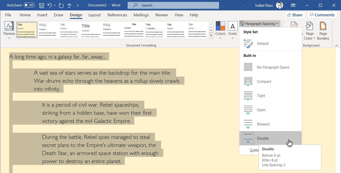 Comment doubler l espacement d un document Word 