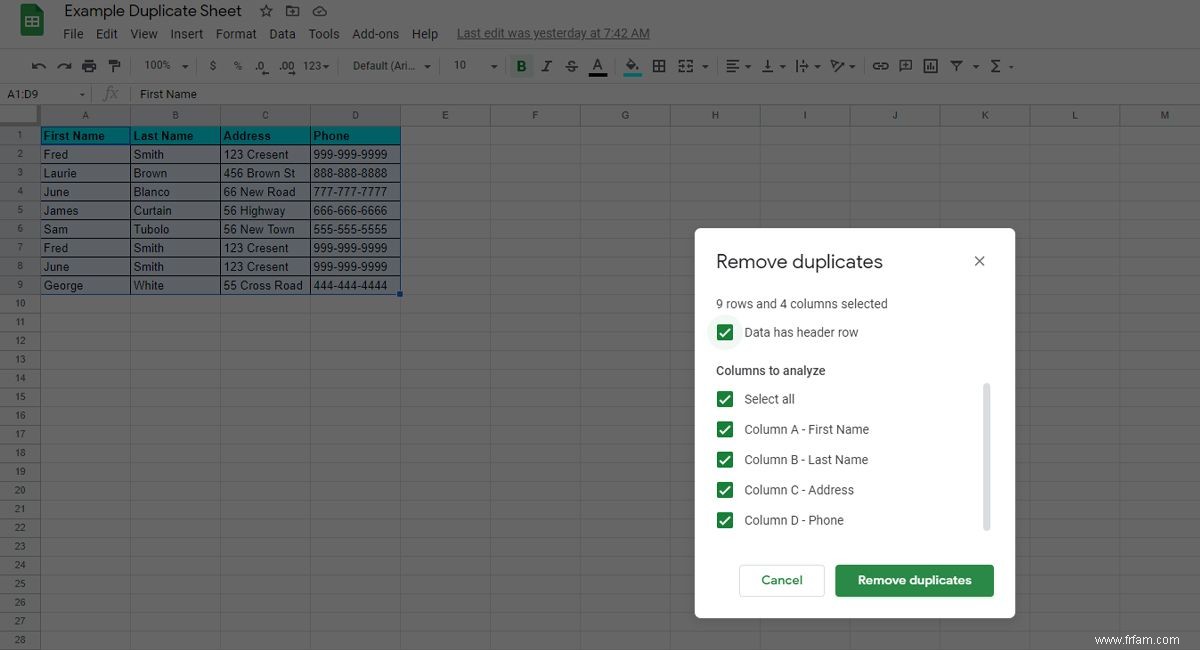 4 façons de supprimer les doublons dans Google Sheets 