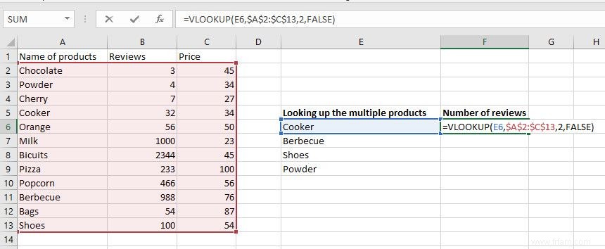 Comment effectuer une RECHERCHEV dans une feuille de calcul Excel 