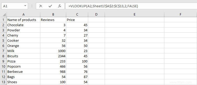 Comment effectuer une RECHERCHEV dans une feuille de calcul Excel 