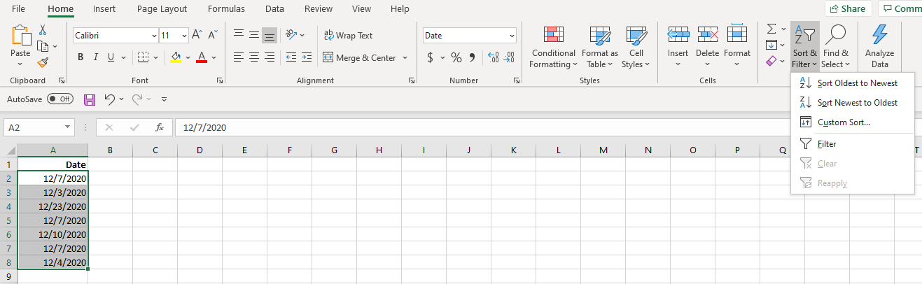 Comment trier par date dans Excel 