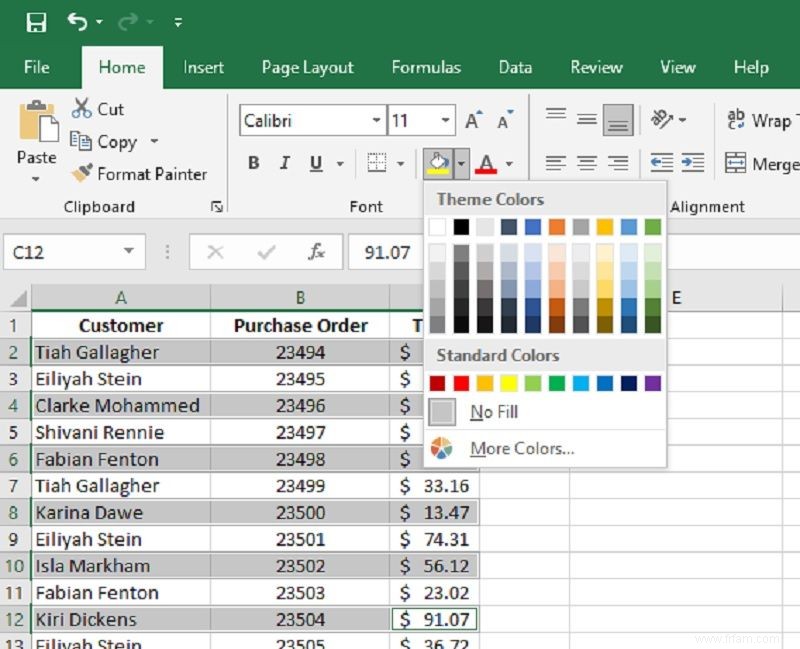 Comment mettre en surbrillance toutes les autres lignes dans Excel 