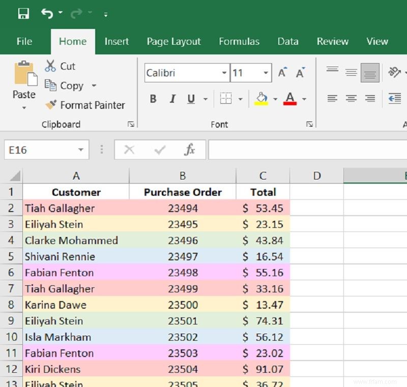 Comment mettre en surbrillance toutes les autres lignes dans Excel 