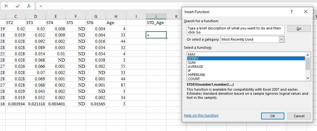 Comment calculer l écart type dans Excel 