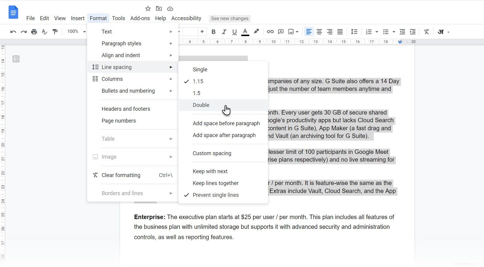 Comment doubler l espacement de votre texte sur Google Docs 