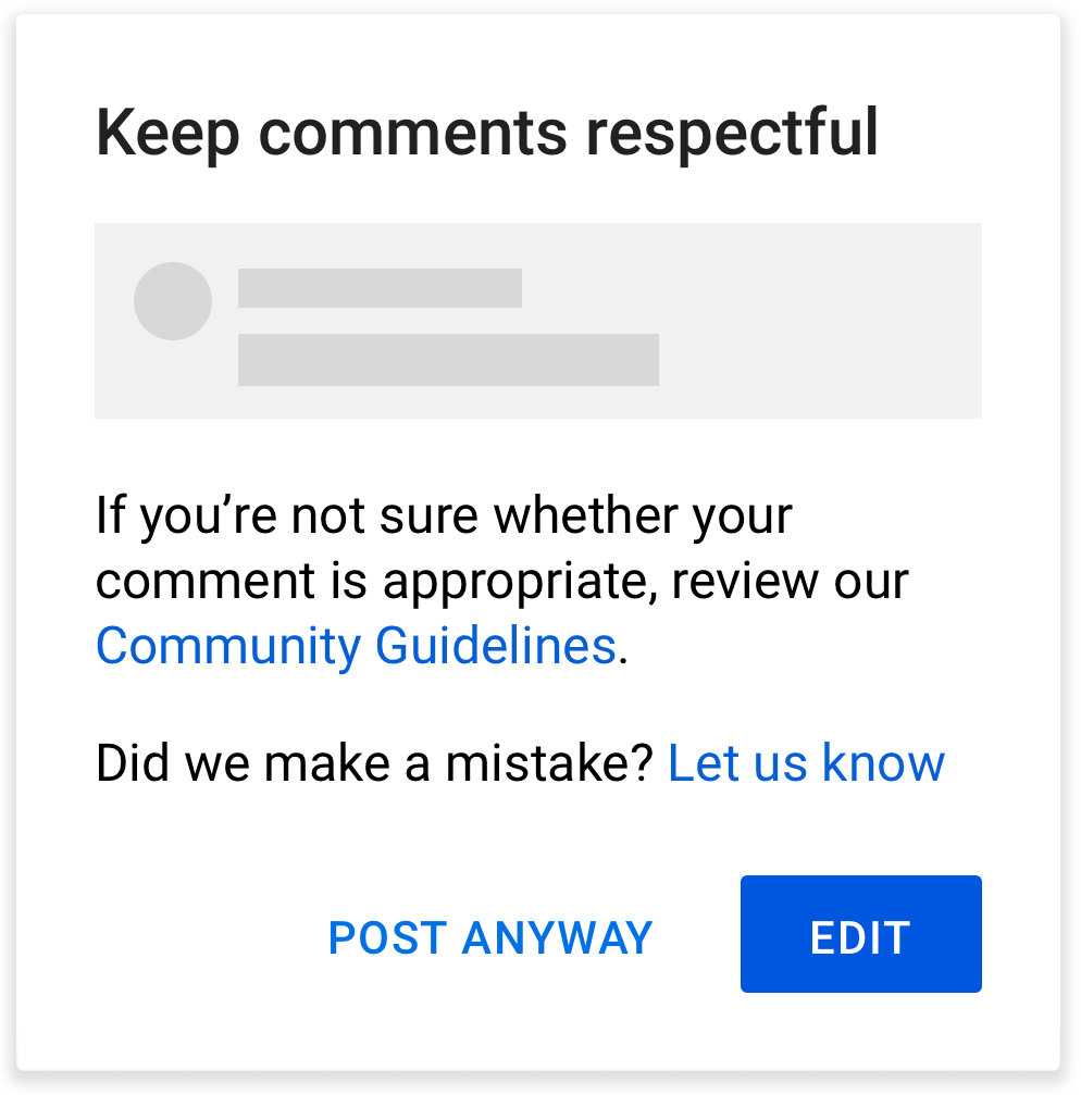 YouTube va maintenant vous rappeler de commenter respectueusement 