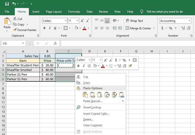 Comment copier des formules dans Microsoft Excel 