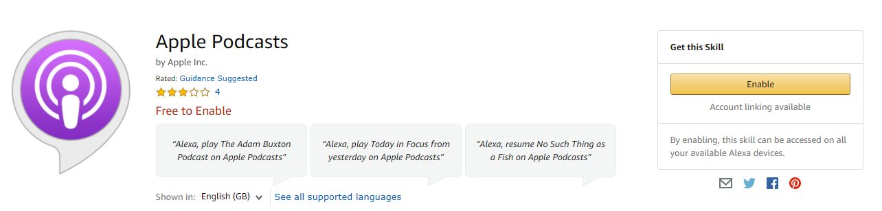 Alexa peut désormais lire des podcasts Apple en dehors des États-Unis 