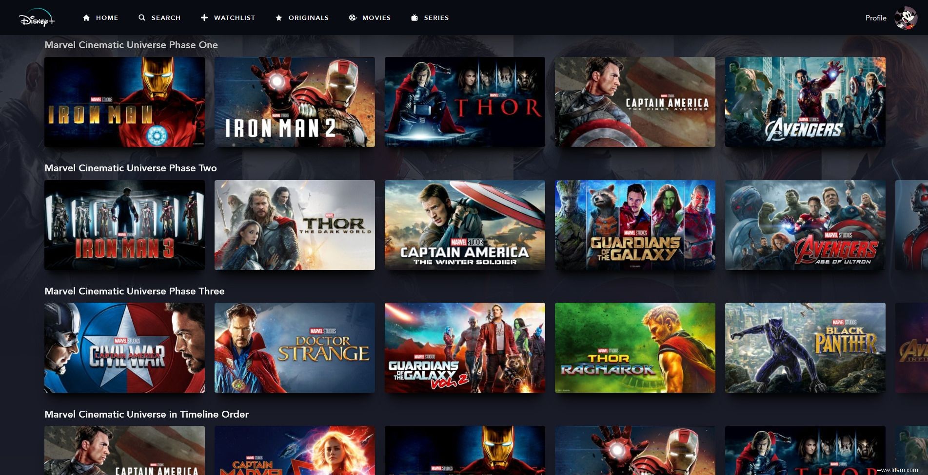 Disney + organise enfin les films MCU pour les fans 