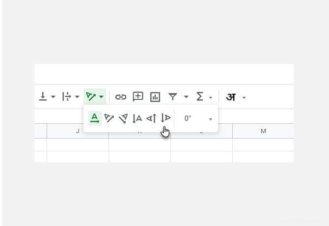 Comment faire pivoter du texte dans Google Sheets 