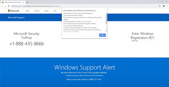 Comment empêcher les alertes de virus pornographiques de Microsoft 