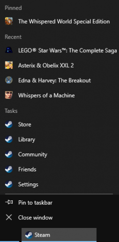 Comment épingler des jeux Steam dans Windows 10 