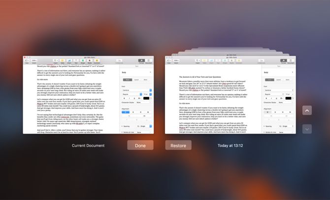 Comment récupérer des versions précédentes de pages, Word et autres documents Mac 