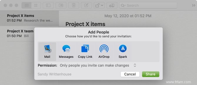 Comment collaborer dans les applications Mac par défaut :notes, calendrier, etc. 