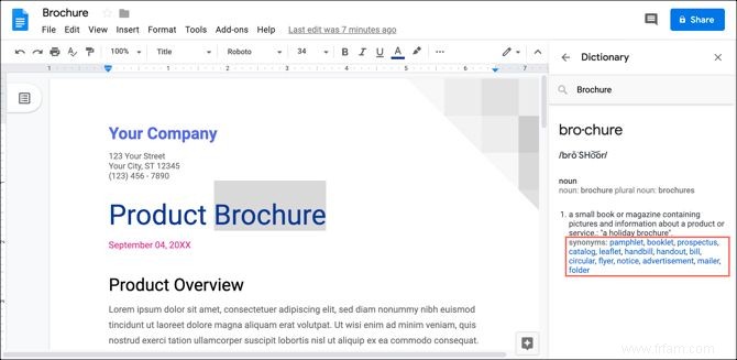 Comment enfin ajouter un thésaurus à Google Docs 