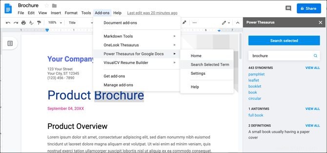 Comment enfin ajouter un thésaurus à Google Docs 