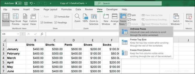 Comment geler, dégeler et verrouiller des lignes, des colonnes et des cellules dans Microsoft Excel 