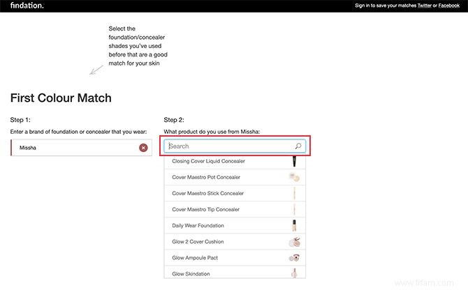 Utilisez la recherche pour trouver la teinte parfaite de fond de teint 