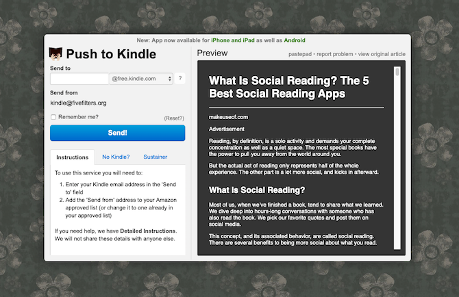 Comment envoyer des sites Web au Kindle pour pouvoir les lire plus tard 