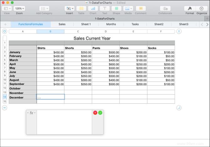 Comment utiliser des formules et des fonctions dans Numbers sur Mac 