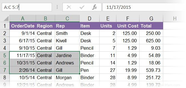 Comment utiliser la zone de nom dans Excel 