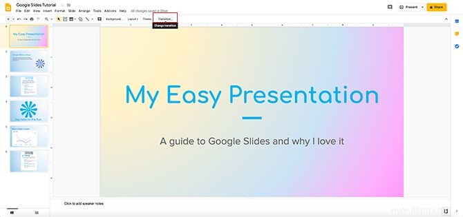 Comment créer des transitions pour votre présentation Google Slides 