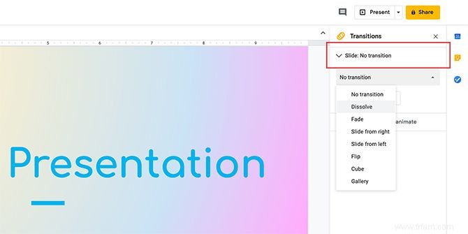 Comment créer des transitions pour votre présentation Google Slides 