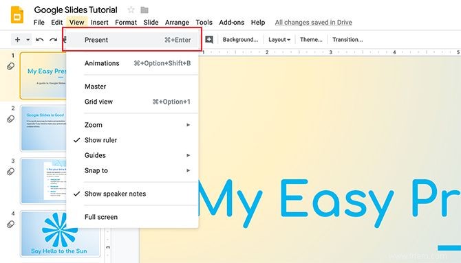 Comment créer des transitions pour votre présentation Google Slides 