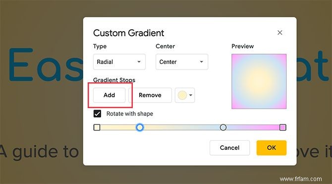 Comment créer et utiliser des dégradés personnalisés dans Google Slides 