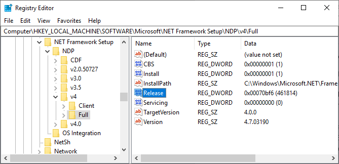 6 façons de vérifier quelles versions de .NET Framework sont installées 