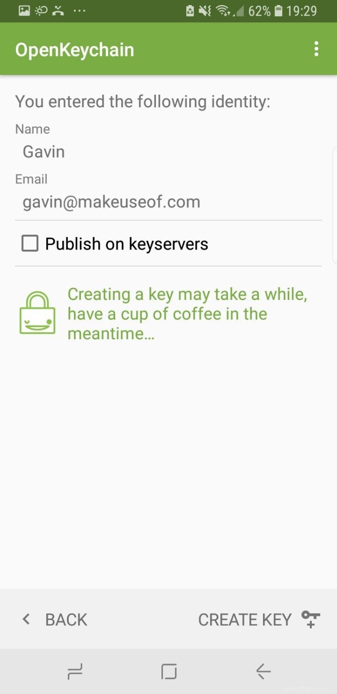 Comment envoyer un e-mail crypté sur Android à l aide d OpenKeychain 