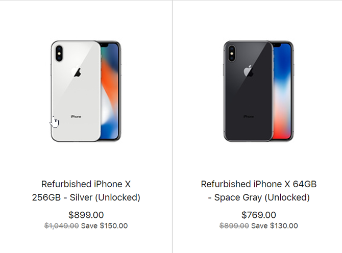 Apple vend un iPhone X reconditionné pour 769 $ 