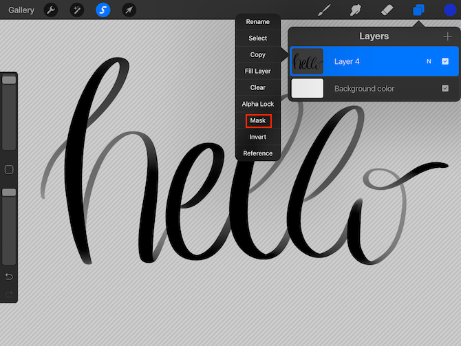 Comment remplir un texte de calligraphie avec des couleurs, des textures ou des photos dans Procreate 