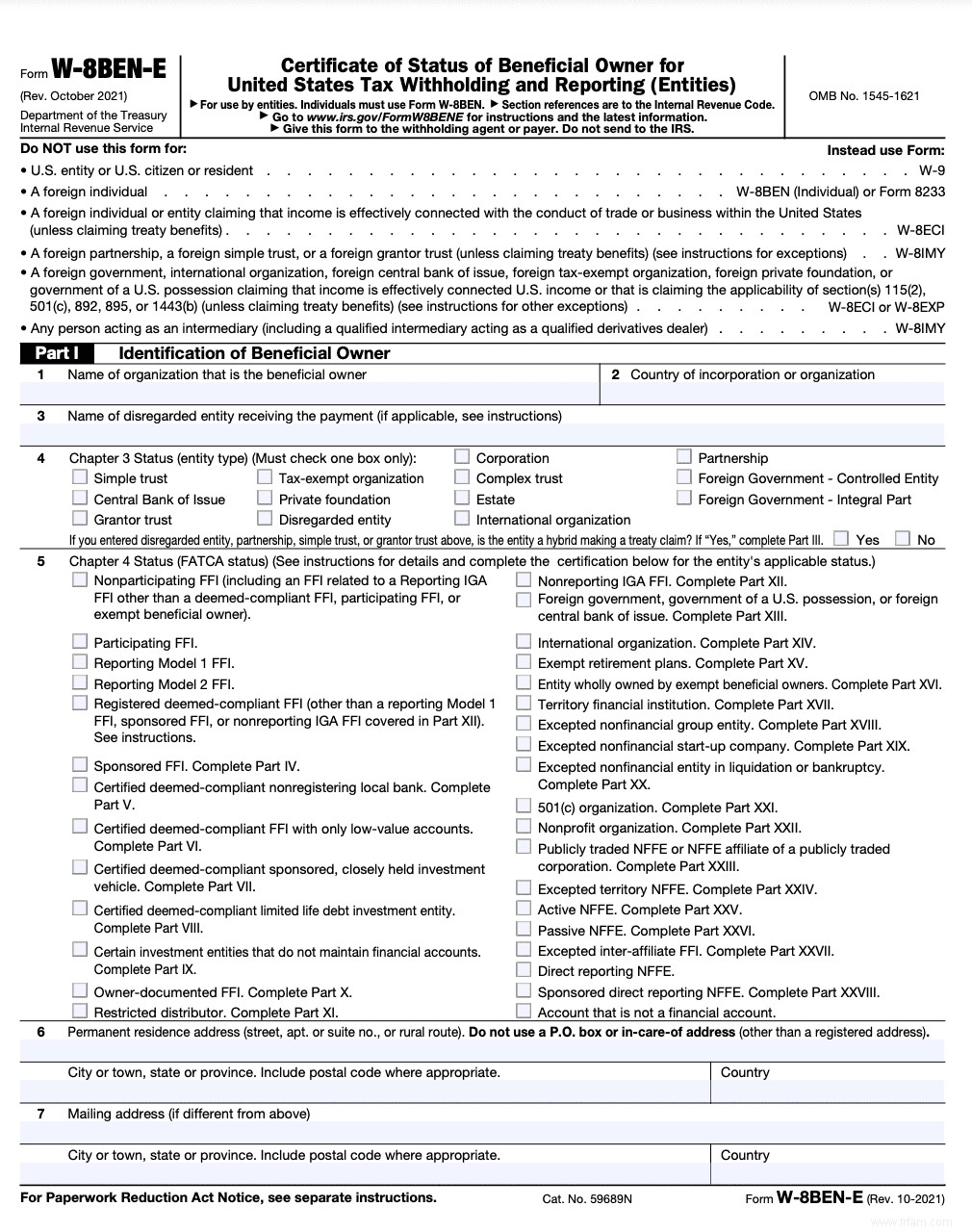 Formulaires W-8 