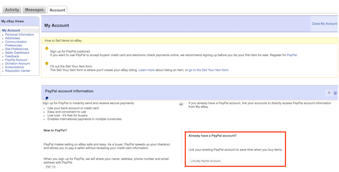 Comment lier PayPal à eBay 