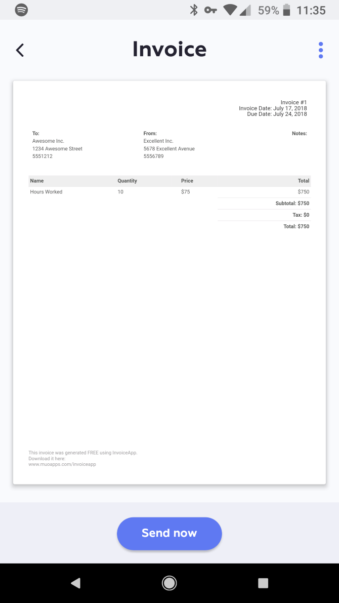 Invoice Mini rend la création de factures mobiles plus facile que jamais 